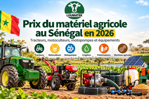Prix du matériel agricole au Sénégal en 2026 : tracteurs, motoculteurs, motopompes et équipements.
